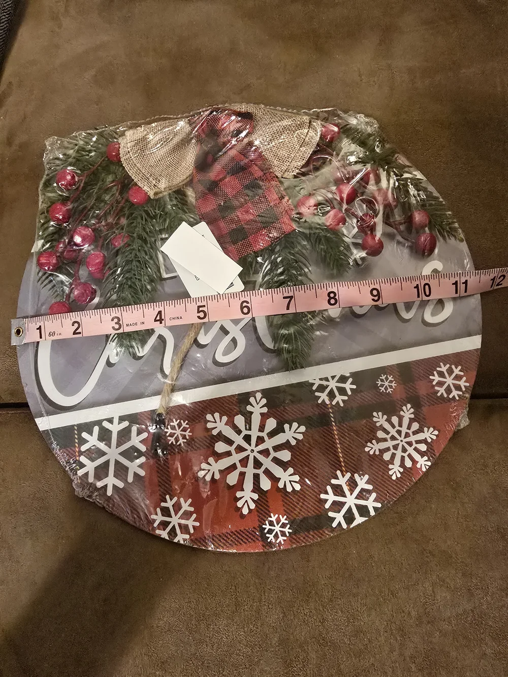 Merry Christmas Hanging Sign - Red, Gray & Black. NWT.